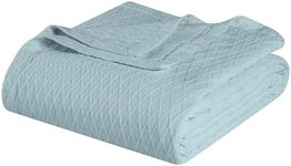 Superior 100% Cotton Thermal Blanket, Soft and Breathable Cotton for All Seasons, Bed Blanket and Oversized Throw Blanket with Luxurious Diamond Weave - Full/Queen Size, Aqua