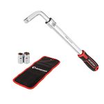 INTERTOOL Telescoping Lug Wrench, 1/2-inch Drive, Dual-Sided Sockets (17/19mm, 21/23mm), Tire Repair Tool, Fastener & Nut Remover, Comfortable Grip Handle with Convenient Nylon Pouch HT08-1601