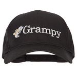 Fishing Grampy Embroidered Solid Cotton Pro Style Cap, Black, One Size