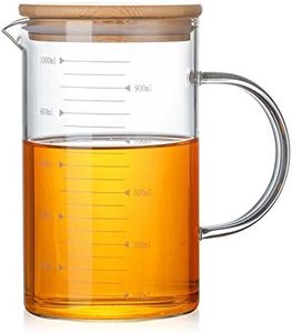 DayCount Glass Beaker Set with Handle and Lid, Glass Measuring Cup with Handgrip, Glass Measure Cup for Easy Visibility, Baking, Cooking, Pouring Liquid 34 Oz (1000ML)