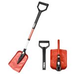 TIROL 40" Folding Snow Shovel for Car Extendable Snow Shovel with Thickened Aluminum Handle Portable Snow Shovel for Vehicle, Snowmobiles, Camping, Skiing, Avalanche, Backcountry, Red