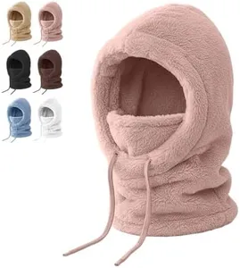 3 in 1 Hat for Women, 2026 New Women Balaclava Winter, Cold Hat Windproof Hooded Scarf, Thick Plush-Lined (Pink)