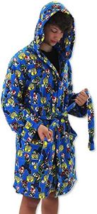 Super Mario Brothers Luigi Toad Adult Plush Hooded Fleece Bathrobe Robe (Small/Medium, Blue)