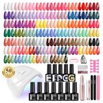 PHOENIXY 66Pcs Gel Nail Polish Set with U V Lamp and Drill, 45 All Sealons Colours Gel Nail Polish with 5Pcs Base Top Coat Manicure Gel Nail Kit Starter Gifts for Women