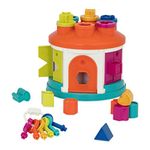 Battat – Shape Sorter House – Color and Shape Sorting Toy with 6 Keys and 12 Shapes for Toddlers 2 Years + (14-Pcs)