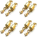 Zpsolution Screw Locking Magnetic Jewelry Clasps for Necklaces and Bracelets Easy On Open Necklaces 6mm Light and Small Keep The Clasp in Back 8pcs Gold