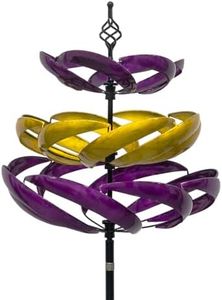 Wind Spinners Outdoor, 77" Large Metal Kinetic Wind Sculptures for Garden, 360 Degrees Swivel Yard Art with Welcome Sign and Flag Decoration
