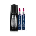 SodaStream Terra Sparkling Water Maker, Includes 2 Quick Connect 60L CO₂ Cylinder & 1 Reusable Bottle, Black
