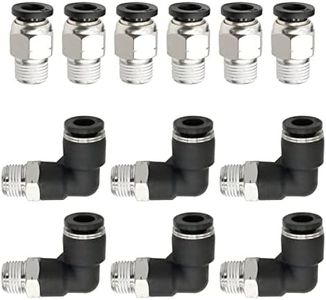 Hamineler 12 PCS Straight Push Release Connectors, Push to Connect Tube Fitting Tube Connect Fittings 1/8inch NPT Thread 1/4inch Tube OD