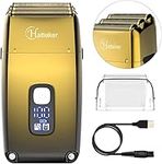 Hatteker Triple Blades Shaver Electric Shaver Razor for Men Close Bald Head Barber Shaver Trimmer Waterproof Wet & Dry, Cordless, Gold