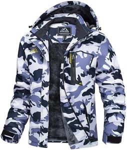 MAGCOMSEN Women Snow Jackets Waterproof Insulated Ski Jackets Ladies Warm Winter Raincoats Thick Thermal Coats Grey Camo, 2XL