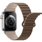 Anlinser Compatible with Apple Watch Band 46mm 45mm 44mm 42mm 41mm 40mm, Double Side Reversible Magnetic Bracelet Strap with Loop for iWatch Ultra 2 SE Series 10 9 8 7-1(49/46/45/44, Brown/Khaki)