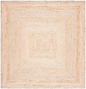 SAFAVIEH Area Rug 7' Square - Cape Cod Collection- Natural Brown, Handmade Braided Flat Weave Jute (CAP252A)
