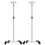 Konmee IV Poles IV Stands 4 Hook 4 Legs Portable Rolling with Stainless Steel Adjustable Height, 2PCS