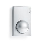 Steinel Motion Sensor IS 180-2 Silver, PIR Motion Detector, 12 m Reach, max. 1000 W for 6 LED Lights, Twilight Switch