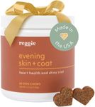 Reggie Evening Skin + Coat Supplements for Dogs | Relieves Itchy/Dry/Flaky Skin & Shedding | Made in The USA, Vet-Approved & Ideal for All Ages, Breeds, and Sizes - 60 Soft Chews