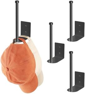 Durmmur 4 Pack Hat Racks for Baseball Caps, Stainless Steel Hat Organizer for Baseball Cap, Hat Holder Storage Organizer, Hat Hanger Strong Adhesive/Wall Drilled for Door,Bedroom,Closet(Black 6 in)