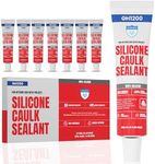 GH1200 18 ML x 8 PCs Silicone Caulk Clear Silicone Sealant Waterproof, Kitchen & Bathroom Caulk - Shrink & Crack Proof - Pocket-Friendly Small Size Indoor & Outdoor Use Silicone Glue - Strong Caulking