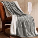 JET'S HOME Heated Blanket 50"x60" - ETL&FCC Certified Flannel Electric Blanket Machine Washable Heating Throw with 5 Heating Levels 3 Hours Auto-Off Overheating Protection (Grey)