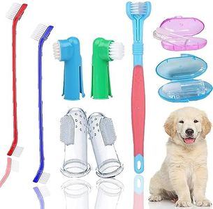 QeeHeng Lot de 9 brosses à dents pour animaux de compagnie, brosse à dents de doigt pour chien, brosse à dents à 360 degrés pour nettoyer les dents des animaux domestiques, enlever la mauvaise haleine