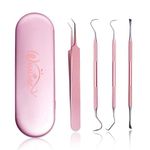 Whaline Craft Adhesive Vinyl tool 4 Pieces Stainless Steel Precision with Case, Weeding Vinyl Craft Paper Craft Tool Kit for Silhouettes Cameos, Lettering Scraper Hook Spatula Tweezers