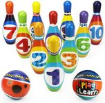iPlay, iLearn Kids Bowling Toys Set, Toddler Indoor Outdoor Activity Play Game, Soft 10 Foam Pins & Two Balls Playset, Educational, Birthday Party Gift for 18 24 Months, 2 3 Year Old Children Boy Girl