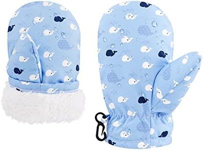 POXIMI Winter Toddler Snow Gloves Baby Boys Waterproof Gloves for Girls Warm Mittens Fleece Ski Mittens for Outdoor Sports, Little Whale, 2-4 Years