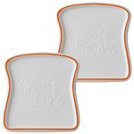 OLWICK® Creative Ceramic Toast Bread Shape Plate | Breakfast Plate for Salad, Fruit, Cupcake, Cheese, Butter, 2 Piece, Orange