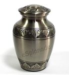 eSplanade Brass Cremation Urn Keepsake Memorial Human Ashes Container Jar Pot | Burial Funeral Urns | Silver- 6" Inches (Medium Size)