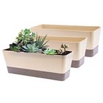 Window Box Planter,3 Pack Plastic Flower Container,Rectangular Flower Plant Pots with Saucer for Windowsill, Garden Balcony, Home Office Outdoor Indoor Decor