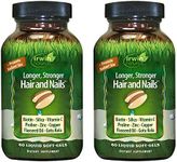 Irwin Naturals Longer, Stronger Hair and Nails – Promotes Vibrant Shine Texture & Strength - 60 Liquid Softgels (Pack of 2)