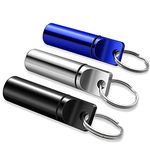 TISKY Keychain Pill Holder,Portable Aluminium Alloy Waterproof Pill Box Container,Small Mini Pill Case for Outdoor Travel Purse or Pocket(3PCS)