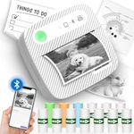 ZEITEL® Thermal Label Printer Sticker Printer Black on White Bluetooth Printer for Android & iOS System Label Printer with 13 Rolls Print Paper Portable Printer for Notes, Scrapbooking, Food Labels