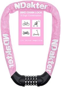 NDakter Bike Chain Lock, 5 Digit Combination Heavy Duty Anti Theft Bicycle Chain Lock,2.62/3.2/4.27/5/6Ft Long Security Resettable Bike Locks for Bike, Bicycle, Scooter, Door, Gate, Fence-4/6mm Thick