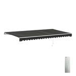 ALEKO Motorized Patio Awning | Automatic Remote Controlled | White Frame | Retractable Crank Home Deck Canopy | Upgraded 2024 | 20x10 | Black