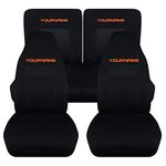 Totally Covers compatible with 1983-1993 Ford Mustang Black Seat Covers w Your Name/Text: Black w Orange - Full Set Coupe/Hatchback/Convertible