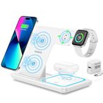 Charging Station,3 in 1 Wireless Charging Station,Charging Station for Apple Devices for iPhone 16/15/14/13/12/11/Pro/X/Max/XS/XR/8/Plus,for Apple Watch 10/9/8/7/6/5/4/3/SE,for Airpods 3/2/Pro(White)