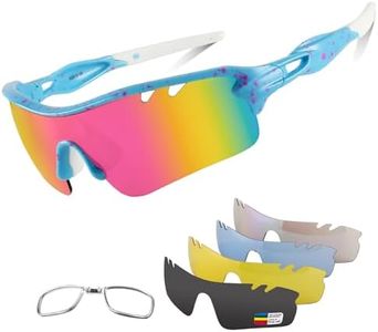 Polarized Sports Sunglasses Cycling Sun Glasses for Men Women with 5 Interchangeable Lenes for Running Baseball Golf Driving