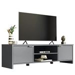 Madesa TV Stand with Cabinet Storage and Open Shelves for 55, 65 Inch Media Storage Gaming Media Console Living Room Entertainment Center Modern Wooden Television Cabinet - Grey