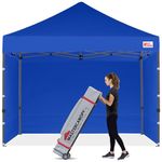 MASTERCANOPY Pop-up Canopy Tent Compact Instant Canopies with 4 Removable Side Walls and Roller Bag, Bonus 4 SandBags (8x8 FT, Royal Blue)