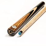 Ultimate Pool 3/4 Break Cue Ash Shaft and Blackwood Butt, Long Thick Natural Sycamore Veneer, Thick Black Central Veneer and Naturally Coloured Zebrano Front Splice.