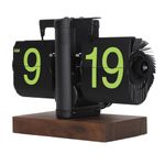 ciciglow Digital Flip Clock, 12 Hours Single Sided Digital Flip Down Clock Automatic Retro Mechanical Flip Clock for Bedroom Study Office (Frosted Black Frame Green Page)