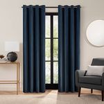 Eclipse Luxury Cotton Velvet 100% Blackout Grommet 84" x 50" Curtain Window Panel in Navy