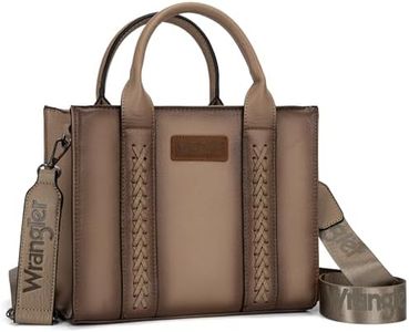 Montana West Wrangler Tote Bags for Women Designer Satchel Handbags Top-handle Purses with Strap, Distressed-khaki-m, Medium