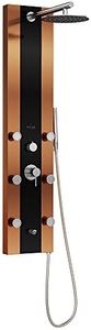 PULSE ShowerSpas 1049B-BN Rio ShowerSpa Panel with 10" Rain Showerhead, 6 Body Spray Jets, Hand Shower and Tub Spout, Black Tempered Glass with Bronze Stainless Steel Body and Brushed Nickel Fixtures