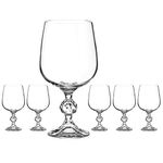 DIAMANTE Crystal Red Wine Glasses 'Claudia' | Vintage Style Ball Stem | Lead Free Crystal | Set of 6