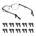 lvvfit Anti-slip Ear Hooks Holder Eyeglasses Retainers Silicone Glasses Temple Holders for Glasses Sunglasses, Black 10 Pairs, Regular