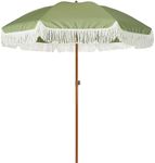 AMMSUN 7ft Patio Umbrella with Fringe Outdoor Tassel Umbrella UPF50+ Premium Steel Pole and Ribs Push Button Tilt, Sage Green