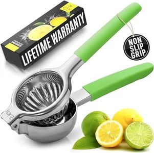 Zulay Lemon Squeezer Stainless Steel with Premium Heavy Duty Solid Metal Squeezer Bowl and Food Grade Silicone Handle - Large Manual Citrus Press Juicer and Lime Squeezer Stainless Steel (Light Green)