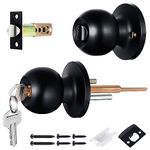 Faankiton Door Knob with Lock and Keys, Locking Door Handle with Lock, Front Door Lockset, External Lock Set, Door Lock, External Internal Door Knob, 1 Pack (External Door Lock, Black)